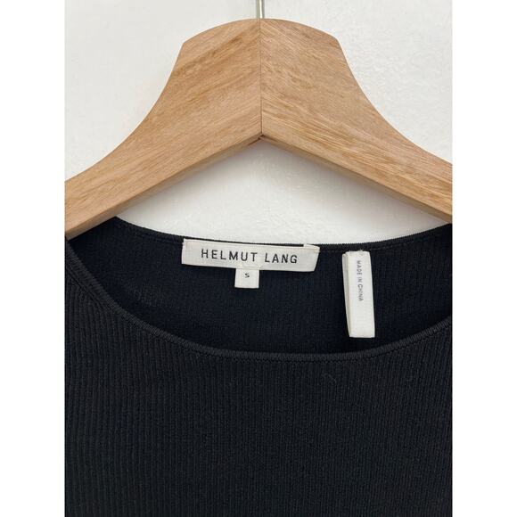 Helmut Lang Slash Asymmetric Cut Out Ribbed Knit Cropped Long Sleeve Tee Small - Picture 5 of 11